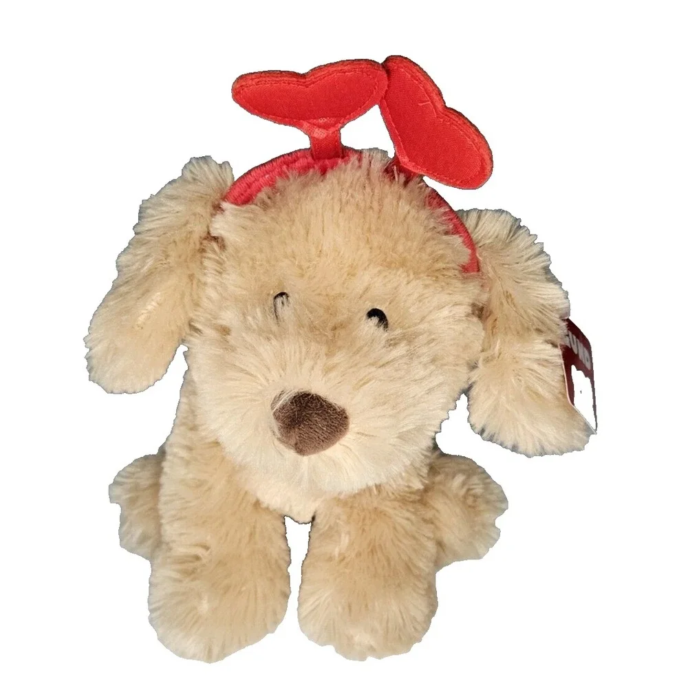 Gund Puppy Dog Heart Plush Tan Valentine's Day Headband Stuffed Toy 9